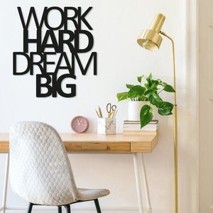 Dekoratívny kovový doplnok na stenu Work Hard Dream Big vyobraziť