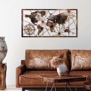 Dekoratívny kovový doplnok na stenu World Map Large - 3 vyobraziť