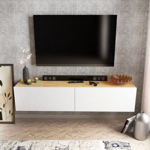 TV stolík Poling - White, Walnut vyobraziť