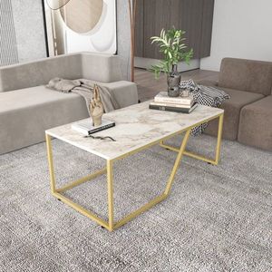 Konferenčný stolík Wendy - White, Gold vyobraziť