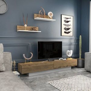 TV skrinka / Obývacia stena Lusi - White, Oud Oak vyobraziť