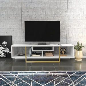 TV stolík Asal 150 - White, Gold vyobraziť