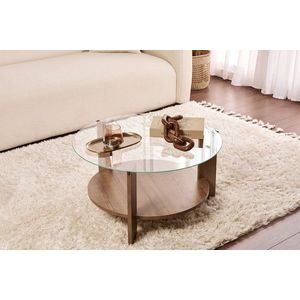 Konferenčný stolík Clara - Walnut, Transparent vyobraziť