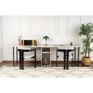 Písací stôl Twin Study Desk - Freesia Marble, Black vyobraziť