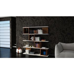 Knižnica Wind - White, Walnut vyobraziť