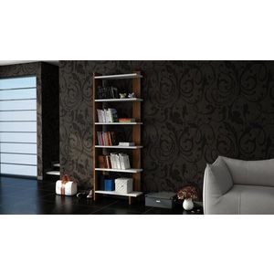 Knižnica Order - White, Walnut vyobraziť