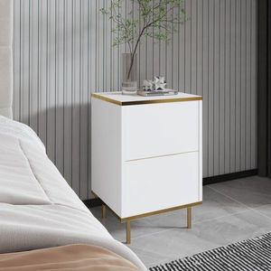 Nočný stolík Imaj - White, Gold vyobraziť