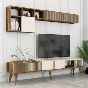 TV skrinka / Obývacia stena Milan TV - Walnut, Cream vyobraziť
