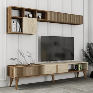 TV skrinka / Obývacia stena Milan - Walnut, Travertine vyobraziť