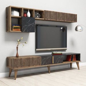 TV skrinka / Obývacia stena Milan - Walnut, Black vyobraziť