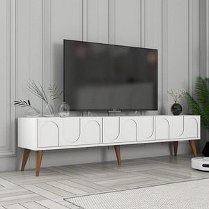 TV stolík Lyon 44 - White, Walnut vyobraziť