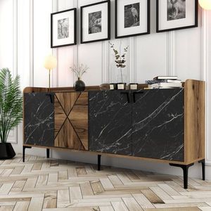 Konzolový stolík Venedik - Walnut, Black Marble vyobraziť