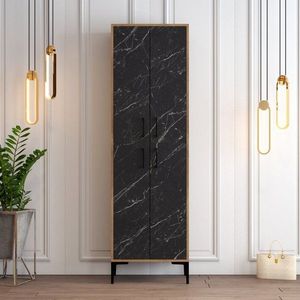 Skrinka na topánky / Botník Berlin A - Walnut, Black Marble vyobraziť