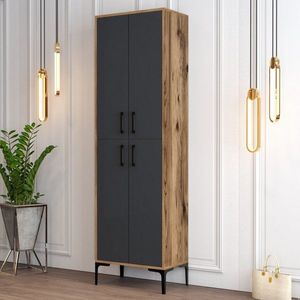 Skrinka na topánky / Botník Berlin A - Walnut, Anthracite vyobraziť