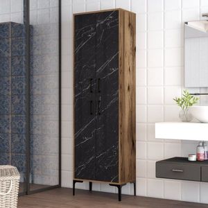 Viacúčelová skrinka Berlin A - Walnut, Black Marble vyobraziť