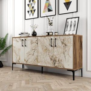 Konzolový stolík Kiev 160 - Walnut, White Marble vyobraziť