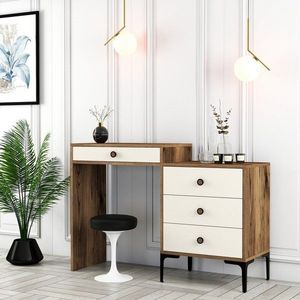 Toaletný stolík Lizbon 554 - Walnut, Cream vyobraziť