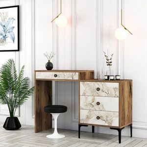 Toaletný stolík Lizbon 552 - Walnut, White vyobraziť