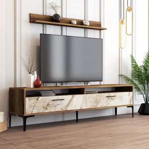 TV skrinka / Obývacia stena Istanbul - Walnut, White Marble vyobraziť