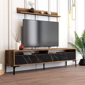 TV skrinka / Obývacia stena Istanbul - Walnut, Black Marble vyobraziť