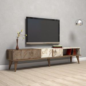 TV stolík Milan - Walnut, White Marble vyobraziť