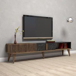 TV stolík Milan - Walnut, Black vyobraziť
