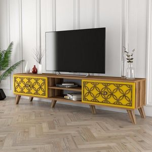 TV stolík Class - Walnut, Yellow vyobraziť