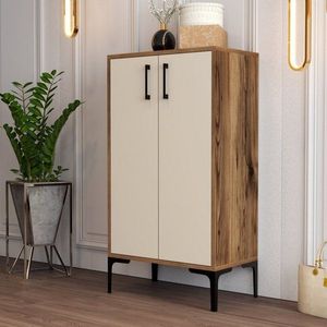 Skrinka na topánky / Botník Prag - Walnut, Cream vyobraziť