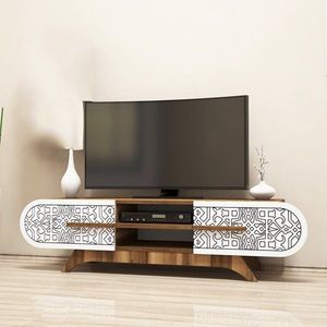 TV stolík Defne - Walnut White vyobraziť