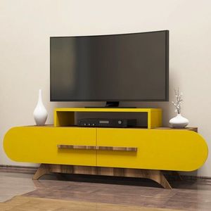 TV stolík Rose - Walnut, Yellow vyobraziť