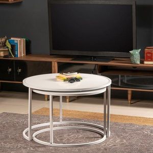 Sada odkladacích stolíkov (2 kusy) Tambur - White vyobraziť