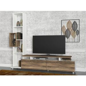 TV skrinka / Obývacia stena Tulip - White, Walnut vyobraziť
