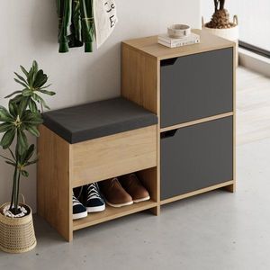 Skrinka na topánky / Botník Haven Shoe Bench - Oak, Anthracite vyobraziť