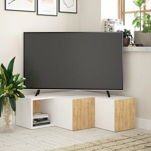TV stolík Compact - White, Oak vyobraziť