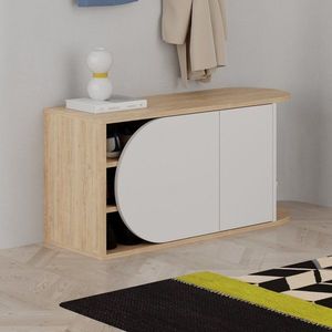 Skrinka na topánky / Botník Nova Shoe Bench - Oak, White vyobraziť