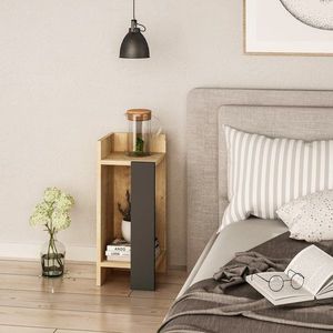 Nočný stolík Elos left - Oak, Anthracite vyobraziť