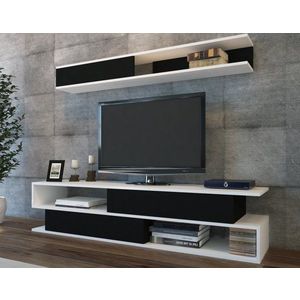 TV skrinka / Obývacia stena Sims - Black, White vyobraziť