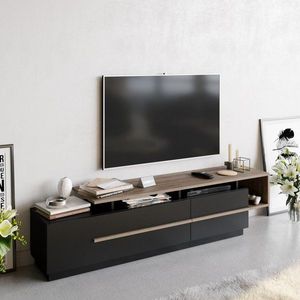 TV stolík Pia - Black, Walnut vyobraziť
