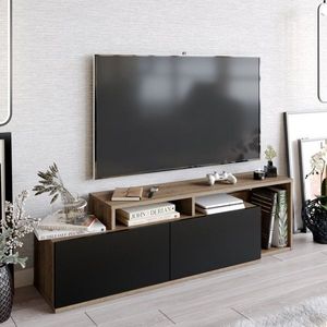 TV stolík Nexera - Walnut, Black vyobraziť