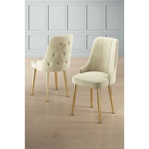 Súprava stoličiek (6 kusov) Newa - Cream, Gold vyobraziť