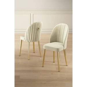 Súprava stoličiek (6 kusov) Mara - Cream, Gold vyobraziť