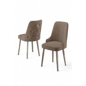 Súprava stoličiek (2 kusy) Newa - Cappuccino, Chrome vyobraziť