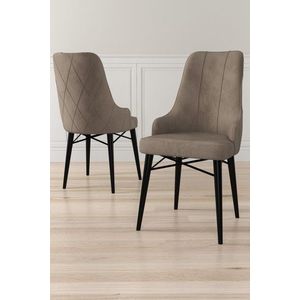 Súprava stoličiek (2 kusy) Neta - Cappuccino, Black vyobraziť