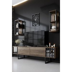 TV skrinka / Obývacia stena Chrome Line - Walnut, Black vyobraziť