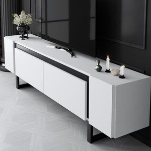 TV stolík Yildiz - White, Black vyobraziť