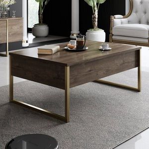 Konferenčný stolík Luxe - Walnut, Gold vyobraziť