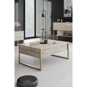 Konferenčný stolík Luxe - Travertine, Gold vyobraziť