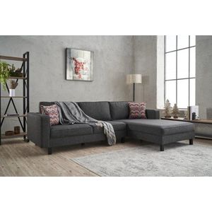 Rohová sedacia súprava / Rohová pohovka Kale Linen Right - Anthracite vyobraziť