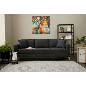 Trojmiestna pohovka Berlin - Anthracite, Gold vyobraziť