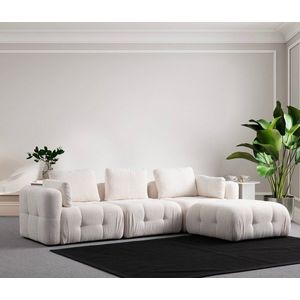 Rohová sedacia súprava / Rohová pohovka Amaris 3 Seater With Pouffe - White vyobraziť